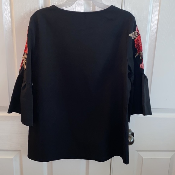 Black Top with Rose Appliqué - Picture 5 of 5